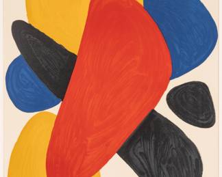 Lot 1052
Alexander Calder (American, 1898-1976) Lithograph in Colors on Wove Paper 1974, 'Boomerang', H 44" W 30.2" Frame Size: H 50.5" W 36.75"