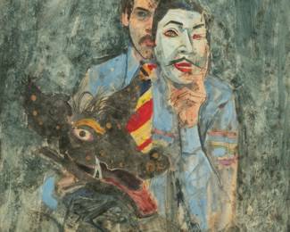 Lot 4019
Richard Jerzy (American, 1943-2001) Watercolor on Paper, Ca. 1978, 'Michael', H 24" W 21" Frame Size: H 34.5" W 31.25"