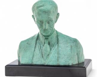 Lot 1023
Marshall Maynard Fredericks (American, 1908-1998) Bronze Sculpture 'Bust of Henry Ford', H 6.5" W 7" Depth 4.5"