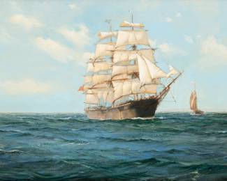 Lot 1005
Montague Dawson (British, 1890-1973) Oil on Canvas, 'Summer Days', H 28" W 42" Frame Size: H 34" W 48"