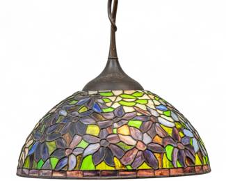 Lot 13
American Art Glass Hanging Shade 20th C., 'Clematis', H 9.5" Dia. 22"