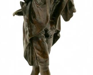 Lot 1028
Giovanni Battista Amendola (Italian, 1848-1887) Bronze Sculpture, Ca. 1880, 'Visit to the Village', H 20.5" W 7" L 15"