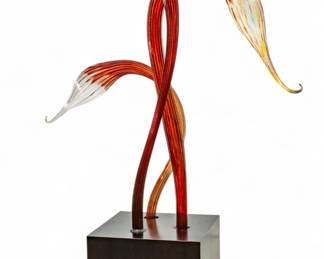 Lot 16
Dale Chihuly (American, B. 1941) Blown Glass Sculpture 2003, 'Oxblood And Clear Heron Installation', H 68" W 41" L 30"
