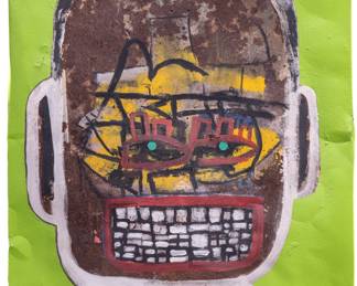 Lot 1038
Tyree Guyton (American, B. 1955) Acrylic on Metal 1997-2017, 'Talking Loud And Saying Nothing (From Faces of God)', H 36" W 30"