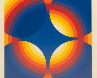 Lot 1058
Herbert Bayer (American/Austrian, 1900-1985) Screenprint in Colors on Wove Paper 1969, 'One Reversed', H 17" W 17"