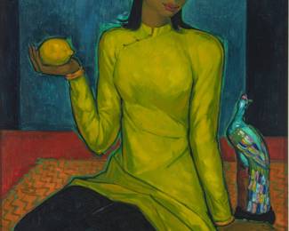 Lot 1010
André Maire (French, 1898-1984) Oil on Canvas 1954, 'La Veuve Chinoise', H 36" W 26" Frame Size: H 45" W 34"