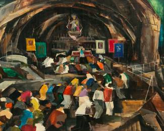 Lot 1014
Zoltan Sepeshy (American, 1898-1953) Oil And Gouache on Masonite, Ca. 1956, 'Cave of Miracles', H 31" W 44" Frame Size: H 38" W 51"