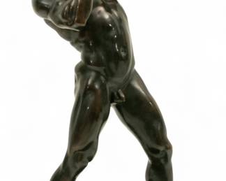 Lot 1024
Franz Von Stuck (German, 1863-1928) Bronze Sculpture, Ca. Early 20th C., 'Der Athlet', H 25.5" Dia. 11.25"