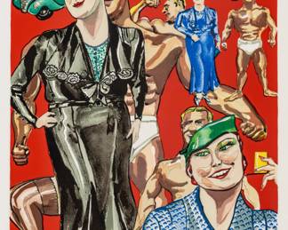 Lot 1060
Red Grooms (American, B. 1937) Screenprint in Colors on Wove Paper 1978, 'You Can Have a Body Like Mine'