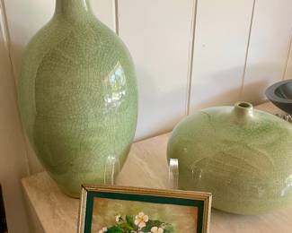 Vietnam crackle celadon vases