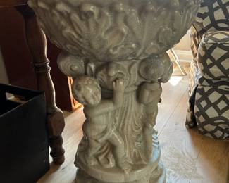 1920s Crackled Ceramic Majolica Jardiniere w./ cherubs. 