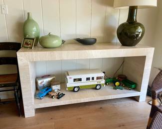 KREISS Travertine Marble "Caravelle" Console,  32" Height 66" Width 20" Depth, 1960s-70s Tonka