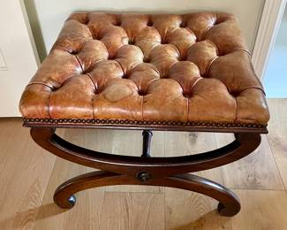 20th century leather buttoned stool.