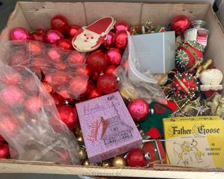 Vintage Christmas, sold in lots,, glass ornaments, (check garage)