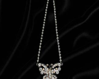 Vintage Kirks Folly Crystal Butterfly Choker Necklace