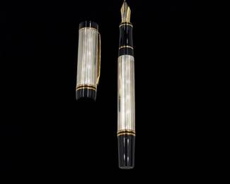1996 Parker 925 Sterling Silver Centennial Fountain Pen With An18K Gold Nib, In MK1 Godron Pattern