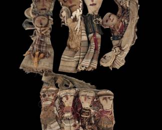 Lot Of 4 Old Chancay Dolls Peruvian Textile & Reed Dolls, Age Unknown Various Sizes