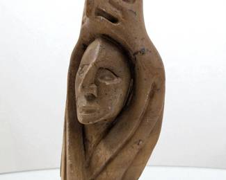 Vintage Signed Cleveland Sandy (Canadian / Iroquois, 1949-2015) Carved Soapstone Figural Sculpture