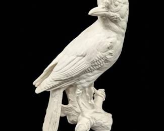 Vintage German Goebel White Bisque Black-Throated Jay Bird Figurine, CV 94, 1968