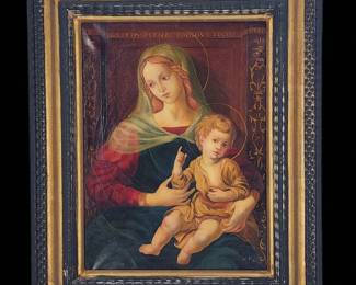 Antique Oil painting Madonna And Child Signed Lower Right