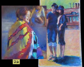 Pair Of Sandy A. Johnson Chalk Pastel Paintings