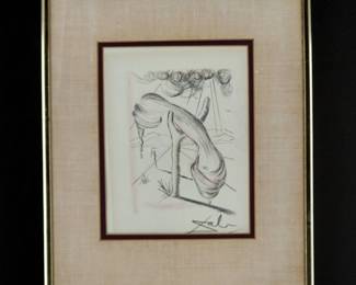 Original Pencil Signed Salvador Dali Etching 1968 "SOFT TELEPHONE"