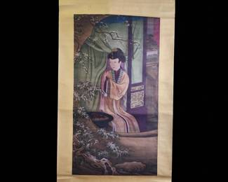 A Chinese Scroll Painting Of A Noble Woman Age Unknown