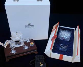 Swarovski Zodiak Dragon And Welcome Gift Swan And Heart Crystals With Original Boxes