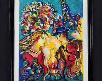 Polish-Israeli Artist Zamy Steynovitz 1951-2000 Serigraph Signed & Numbered "SERENADE IN THE NIGHT"
