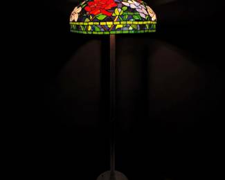 Vintage Tiffany Style Stained Glass Floor Lamp