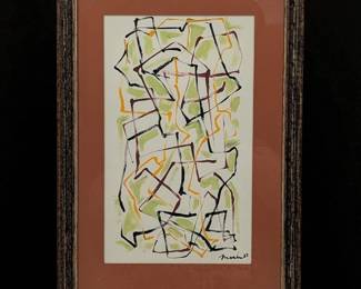Signed Brice Marden (American, 1938-2023) Small Acrylic Abstract Lines Painting