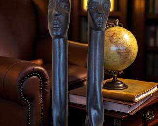 Pair Of Hand Carved African Walking Canes