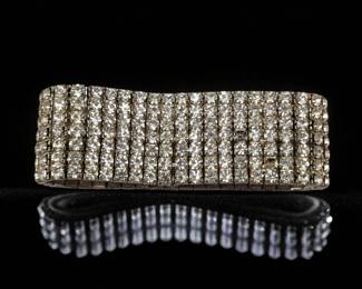 Pair Of Vintage Kirks Folly Bracelets, Thick Rhinestone Expansion Bracelet And Gold Tone Bracelet