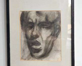 American European-Frantisek Reichental 1895-1971 Charcoal Drawing Signed & Dated 1945