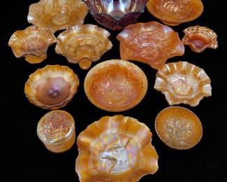 Lot Of 13 Carnival Glass Bowls