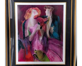 Large Pencil Signed French Linda Le Kinff Seriolithograph, "Robe du Soir" (Evening Dress)