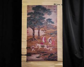 A Chinese Scroll Landscape Painting With Calligraphy & Seal Marks Attributed To Ding Yunpeng