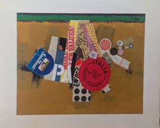 Lot Of 3 American Jon Henry 1916-90 Collage Mixed Media Paintings, Signed And Dated