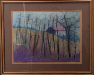 Signed Pastel Landscape Painting After Wolf Kahn