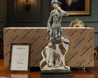 Large Giuseppe Armani Figurine: Limited Ed. 2350/5000 "Lady With Dog - Elegance" 195C In Box w/ COA