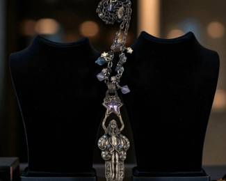 Vintage Kirks Folly Crystal And Glass Bead Pendant Necklace