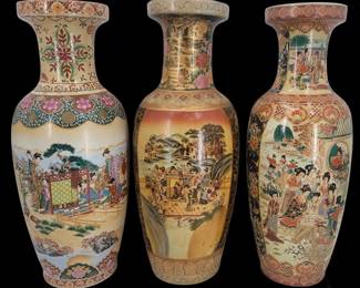 Lot Of 3 Contemporary Asian Vases