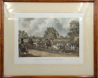 After James Pollard (British, 1792-1867) Aquatint Colored Engraving, "The Four In-Hand Club"