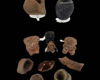 A Grouping Of Pre Columbian Pottery And Misc Pieces, Various Sizes