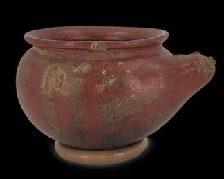 Early Pre-Columbian Polychrome Pottery Vessel / Pottery Bowl Colima Red Vessel