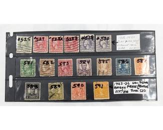 Lot Of 17 United States General Issue Stamps, Scott No. 525-530 And 581-591, From 1918-1926