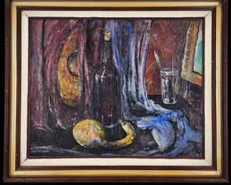 Oil On Canvas Still Life Painting Signed RD 51