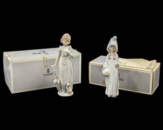 Lladro Figurines: "A Sunny Day" #5003 And "Shepherdess With Basket" #4678 With Original Boxes