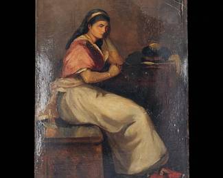 After Or Attributed Pablo Picasso Signed And dated Oil On Board Portrait Painting Of A lady Unframed