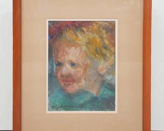 Israeli-Nahum Gutman 1898-1980 Signed Portrait Of A Child